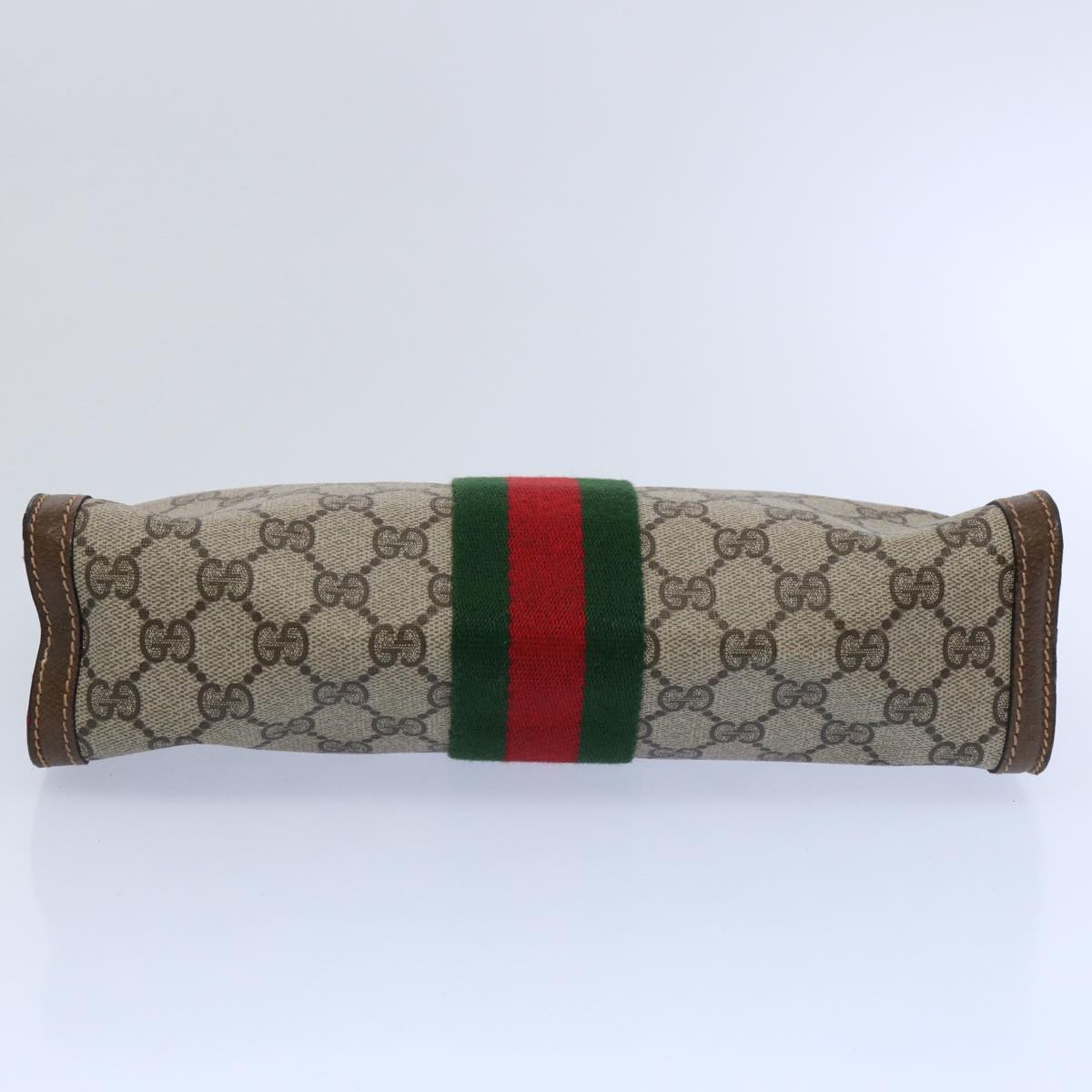 GUCCI GG Supreme Web Sherry Line Clutch Bag Beige Red 64 014 2125 28 Auth yk9835