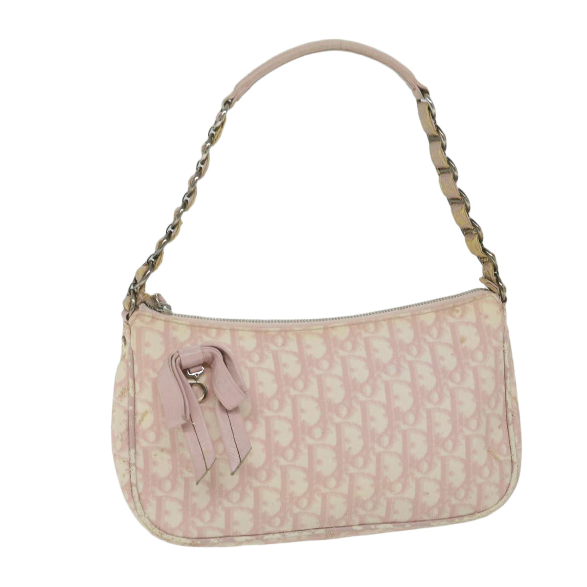 Christian Dior Trotter Canvas Shoulder Bag PVC Pink White Auth yk9844