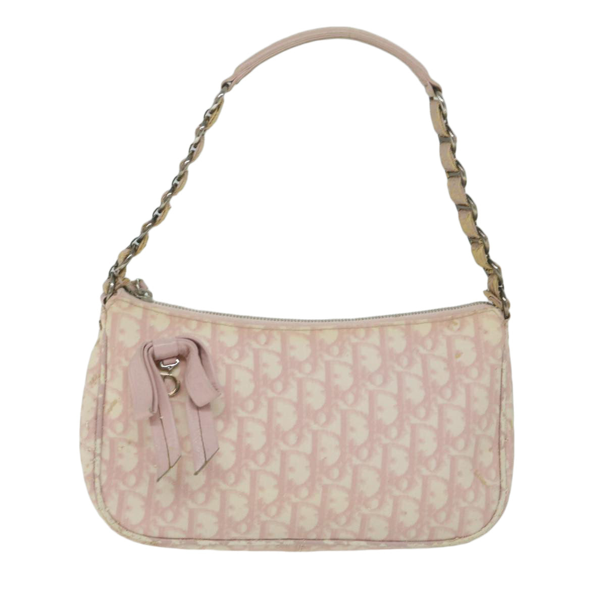 Christian Dior Trotter Canvas Shoulder Bag PVC Pink White Auth yk9844