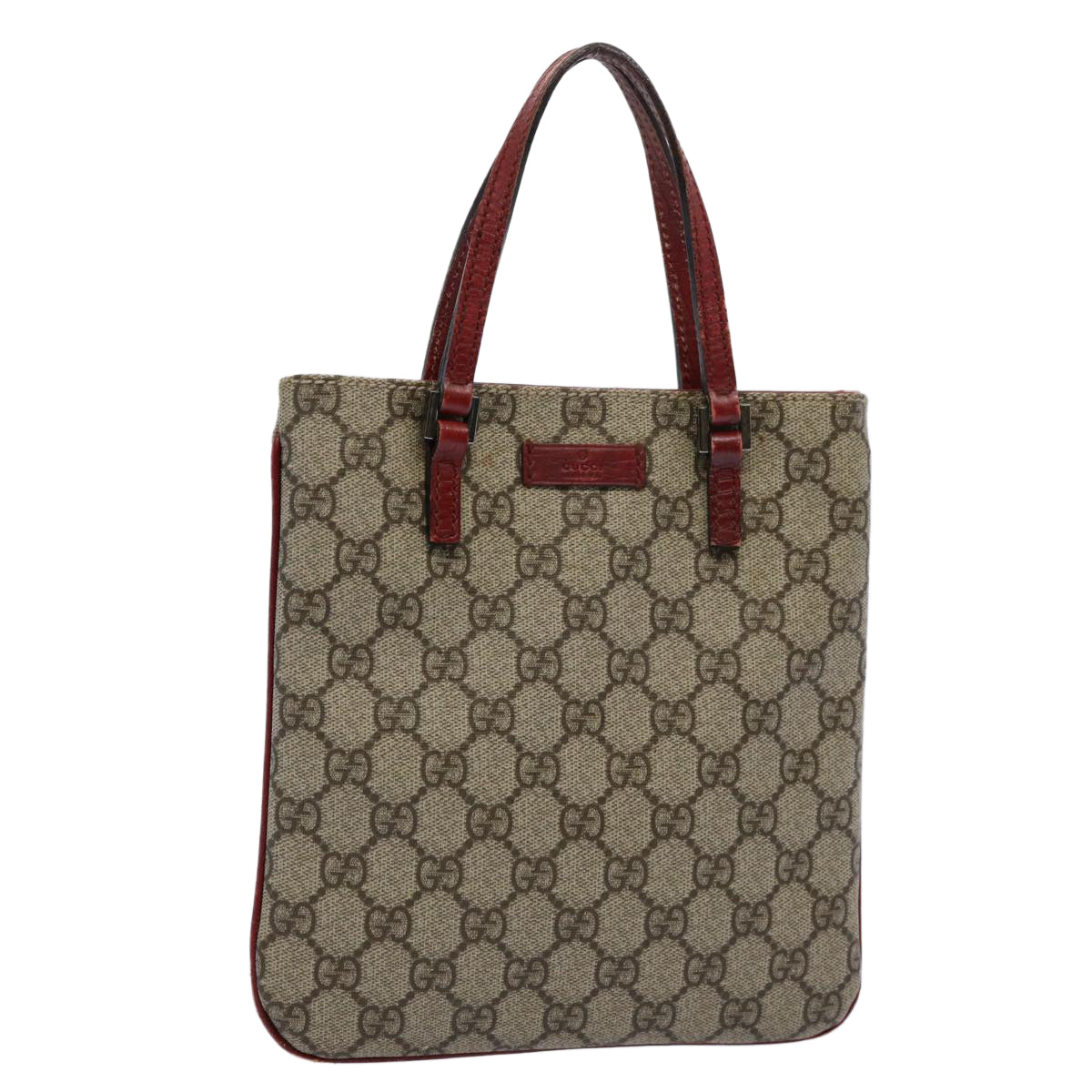 GUCCI GG Canvas Hand Bag PVC Beige Red 114600 Auth yk9846