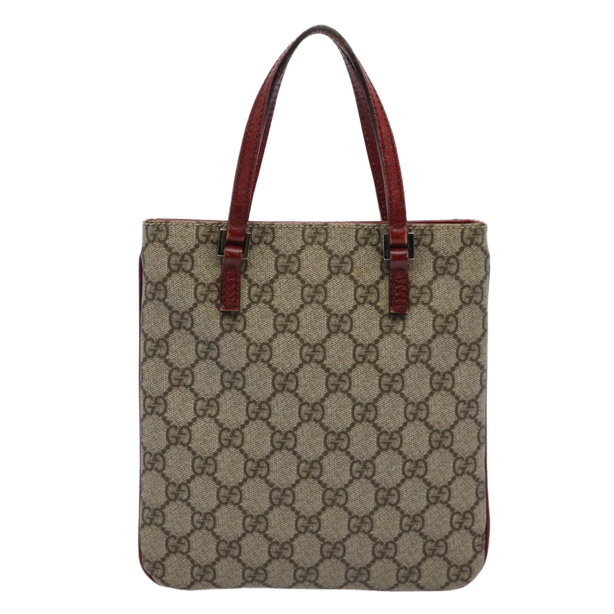 GUCCI GG Canvas Hand Bag PVC Beige Red 114600 Auth yk9846 - 0