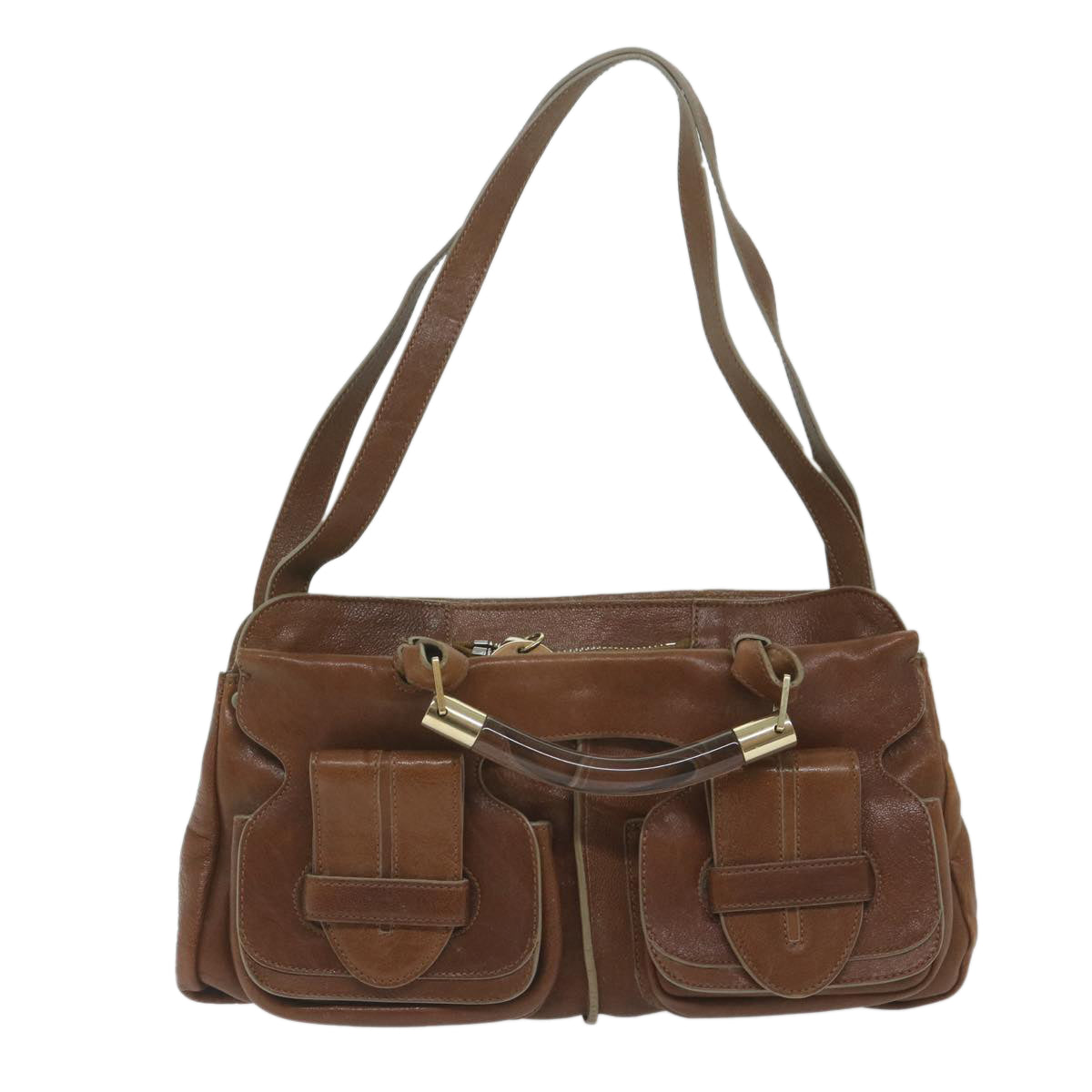 Chloe Hand Bag Leather Brown 01 08 53 12 Auth yk9860