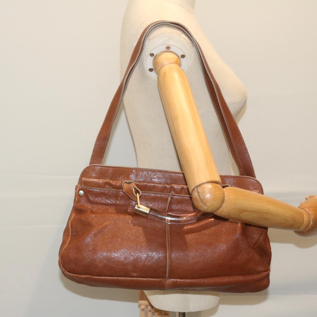 Chloe Hand Bag Leather Brown 01 08 53 12 Auth yk9860