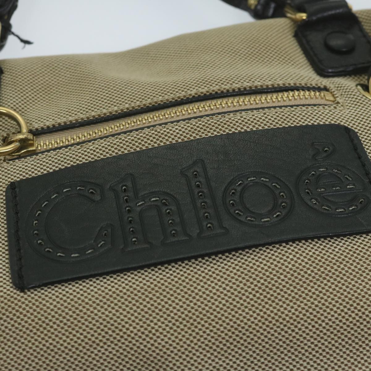 Chloe Harley Hand Bag Canvas Leather 2way Beige 03 10 51 5811 Auth yk9862