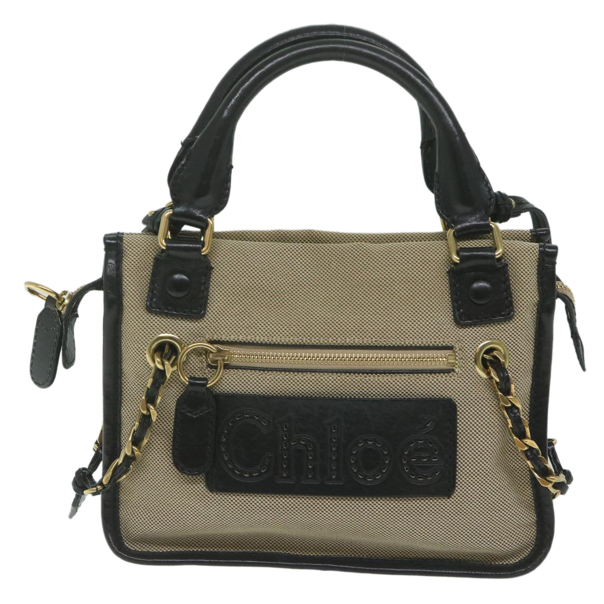 Chloe Harley Hand Bag Canvas Leather 2way Beige 03 10 51 5811 Auth yk9862 - 0
