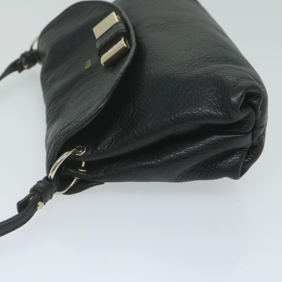 Chloe Lily Hand Bag Leather Black Auth yk9868