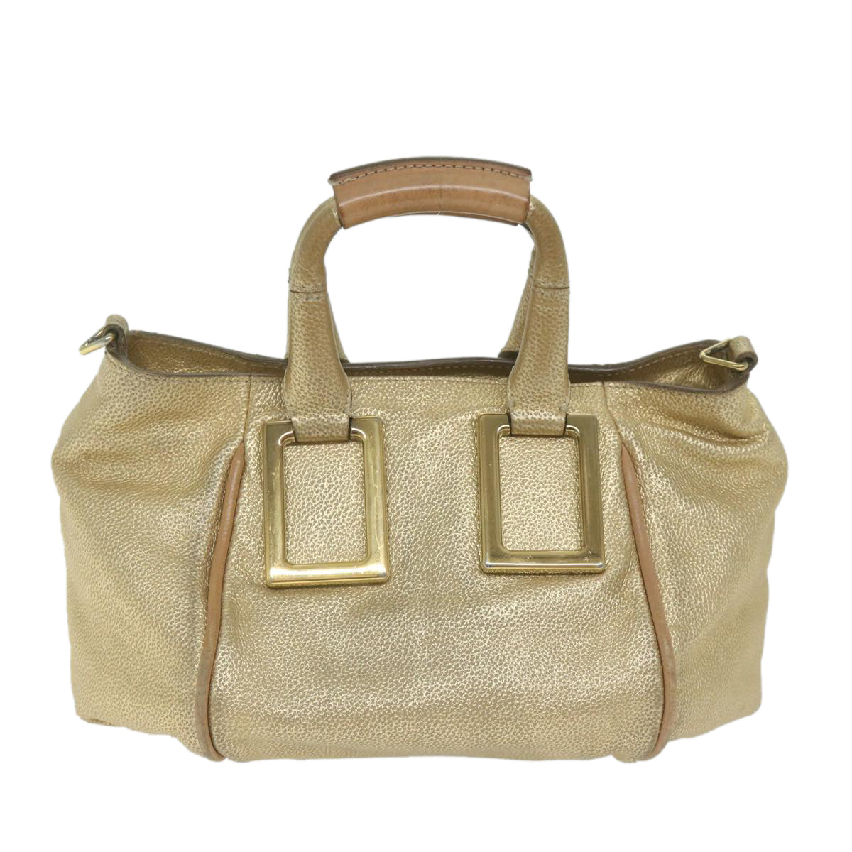 Chloe Etel Hand Bag Leather 2way Gold Tone Auth yk9870