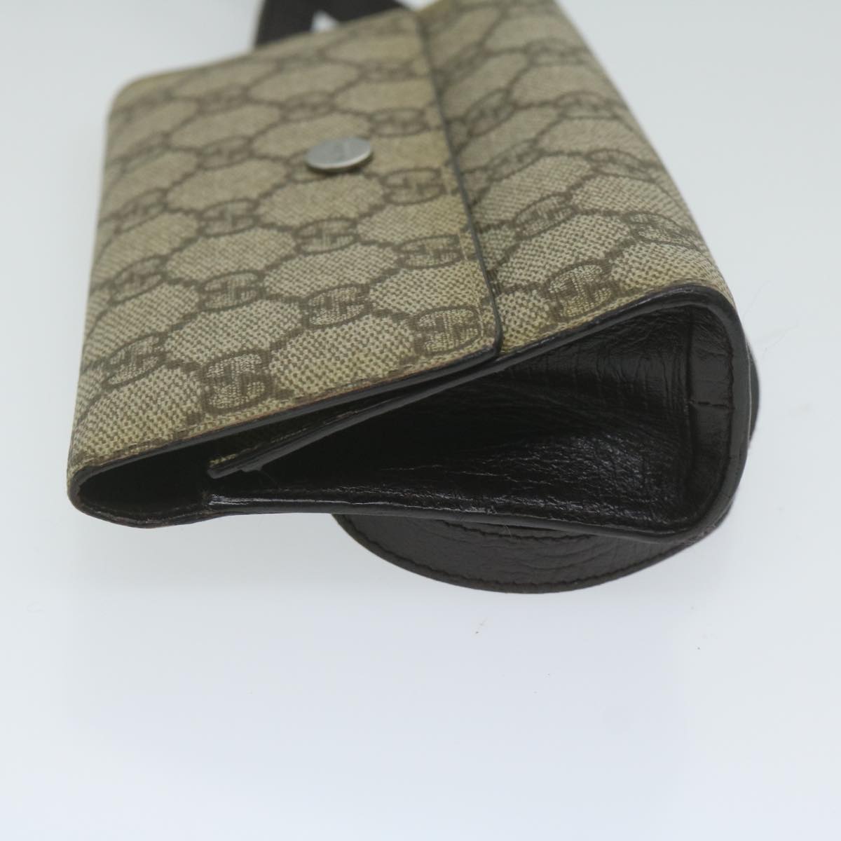 GUCCI GG Supreme Waist bag PVC Leather Beige 137376 Auth yk9875