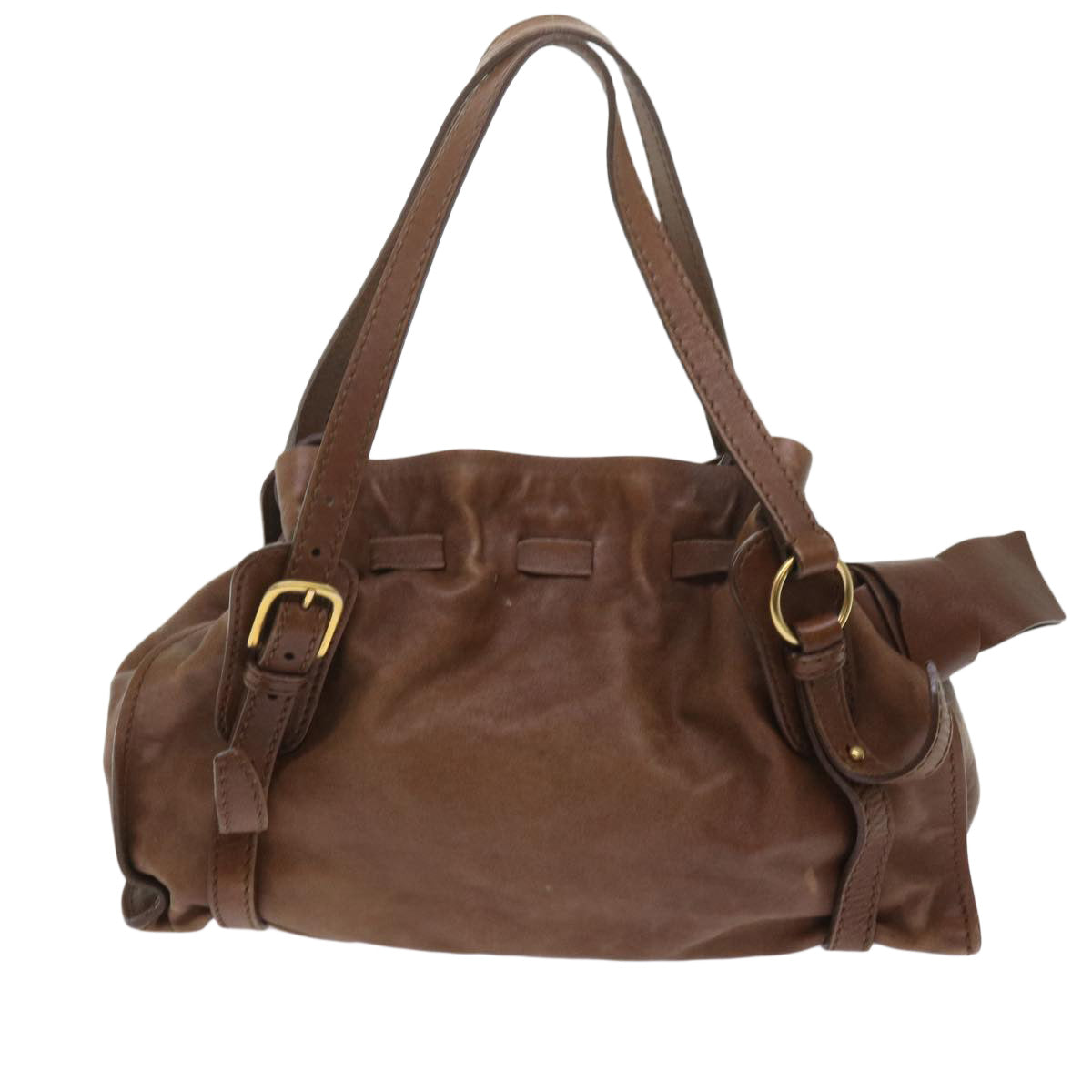Miu Miu Shoulder Bag Leather Brown Auth yk9879