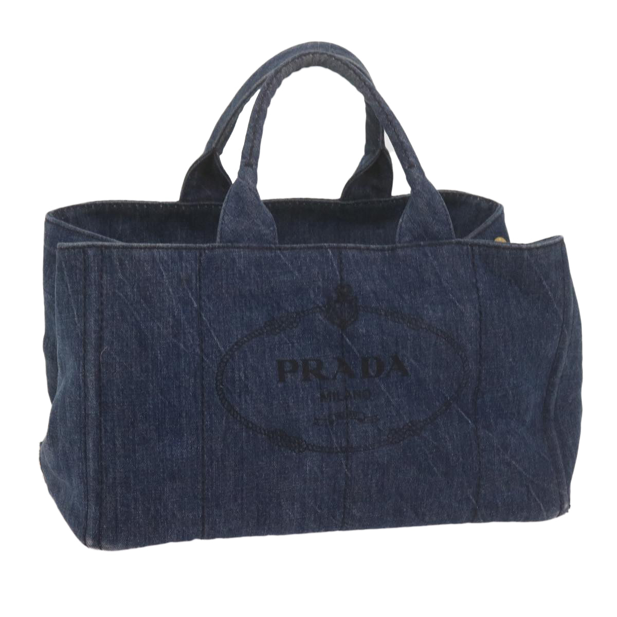 PRADA Canapa GM Hand Bag Denim Blue Auth yk9903