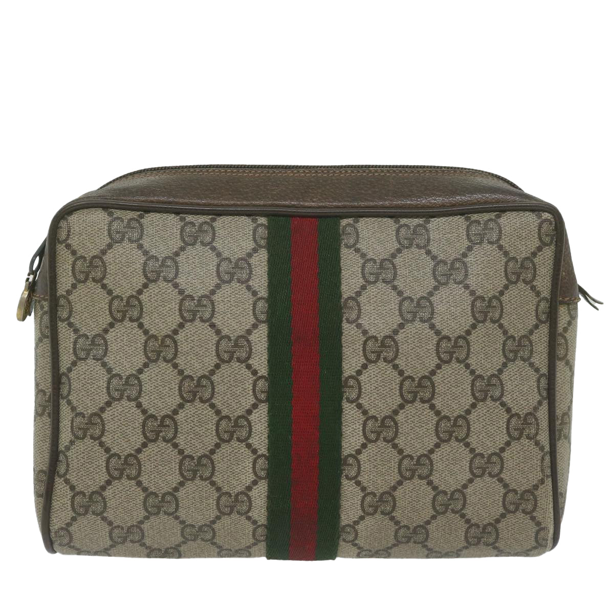 GUCCI GG Supreme Web Sherry Line Clutch Bag Beige Red 84 01 012 Auth yk9904 - 0