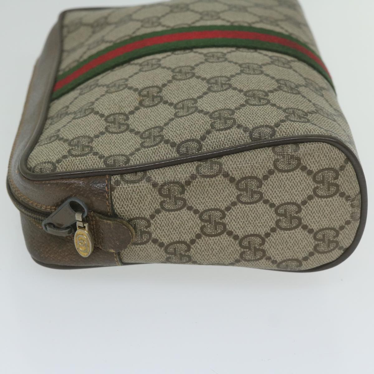 GUCCI GG Supreme Web Sherry Line Clutch Bag Beige Red 84 01 012 Auth yk9904