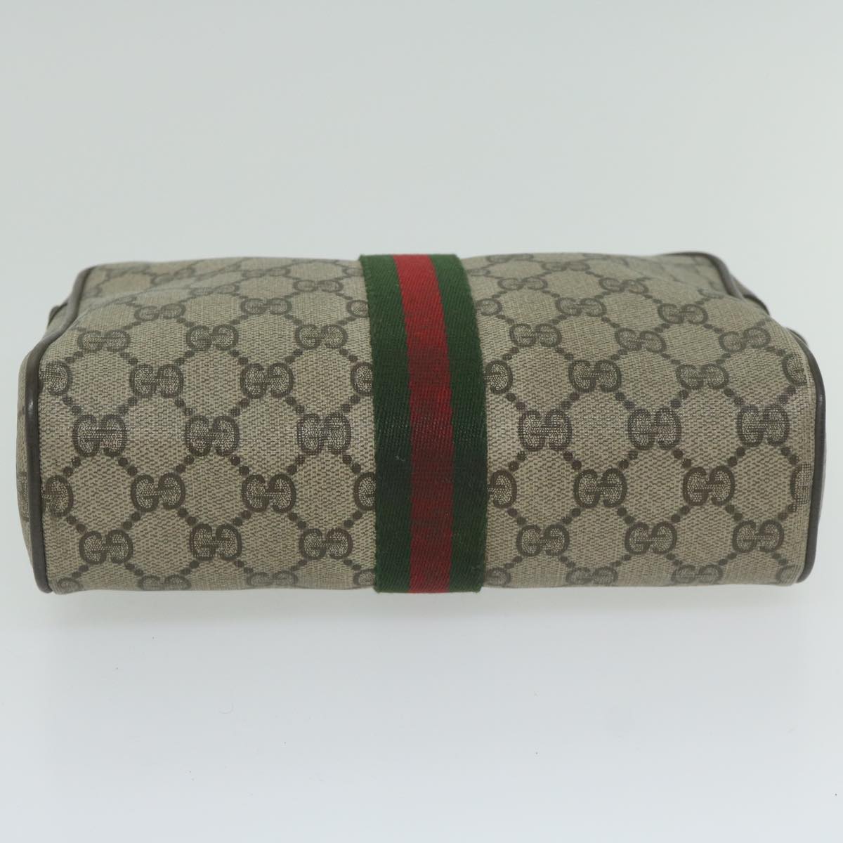 GUCCI GG Supreme Web Sherry Line Clutch Bag Beige Red 84 01 012 Auth yk9904