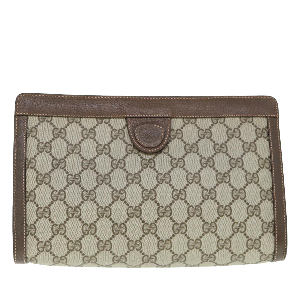 GUCCI GG Supreme Clutch Bag PVC Leather Beige 014 123 Auth yk9907 - 0