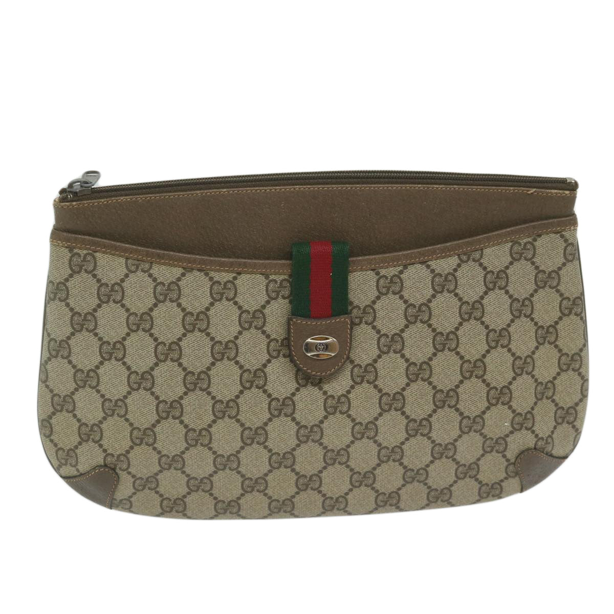 GUCCI GG Supreme Web Sherry Line Shoulder Bag Beige Red 904 02 026 Auth yk9908