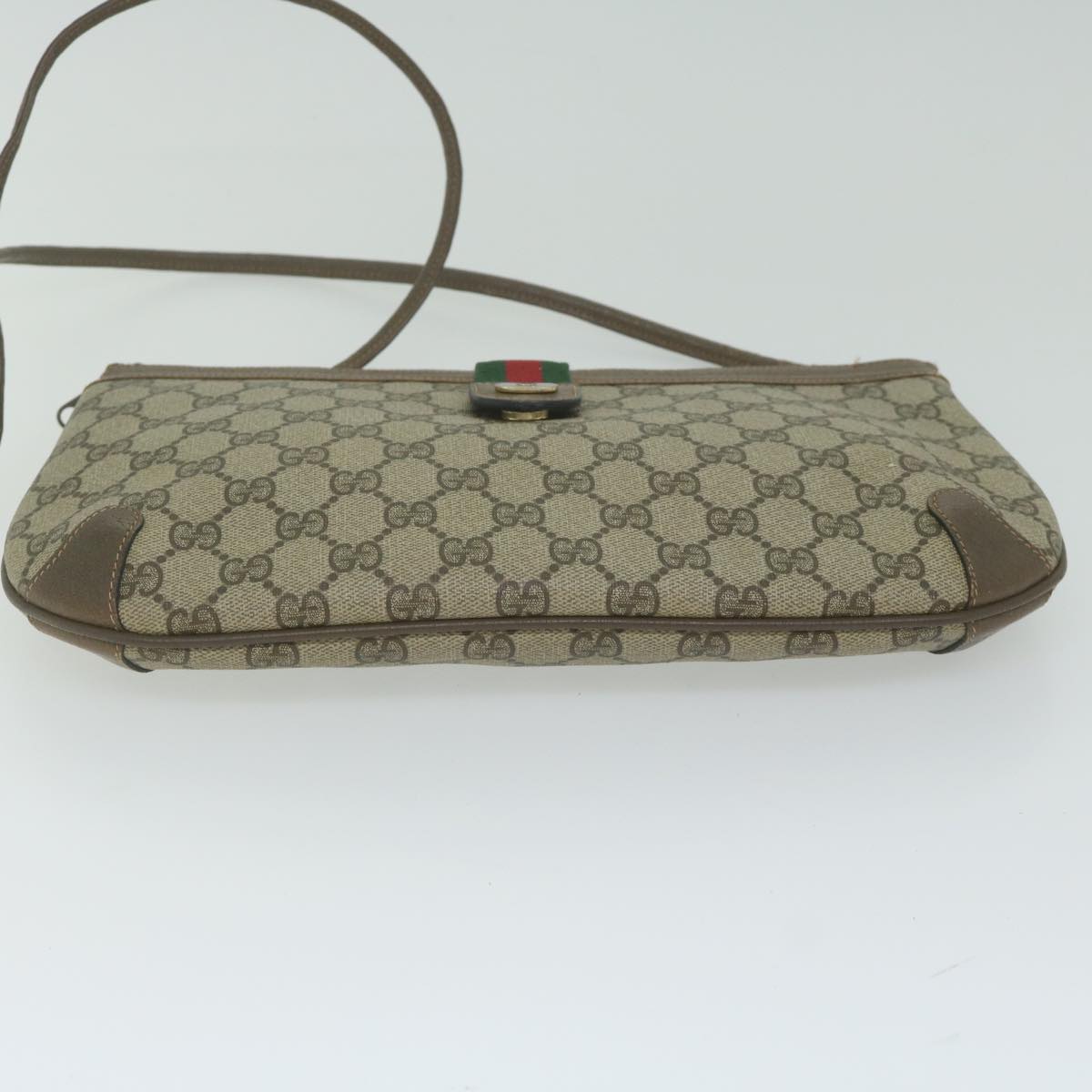 GUCCI GG Supreme Web Sherry Line Shoulder Bag Beige Red 904 02 026 Auth yk9908