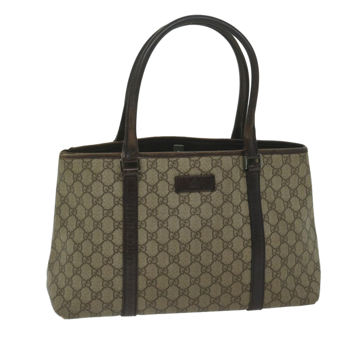 GUCCI GG Supreme Tote Bag PVC Leather Beige 114595 Auth yk9909