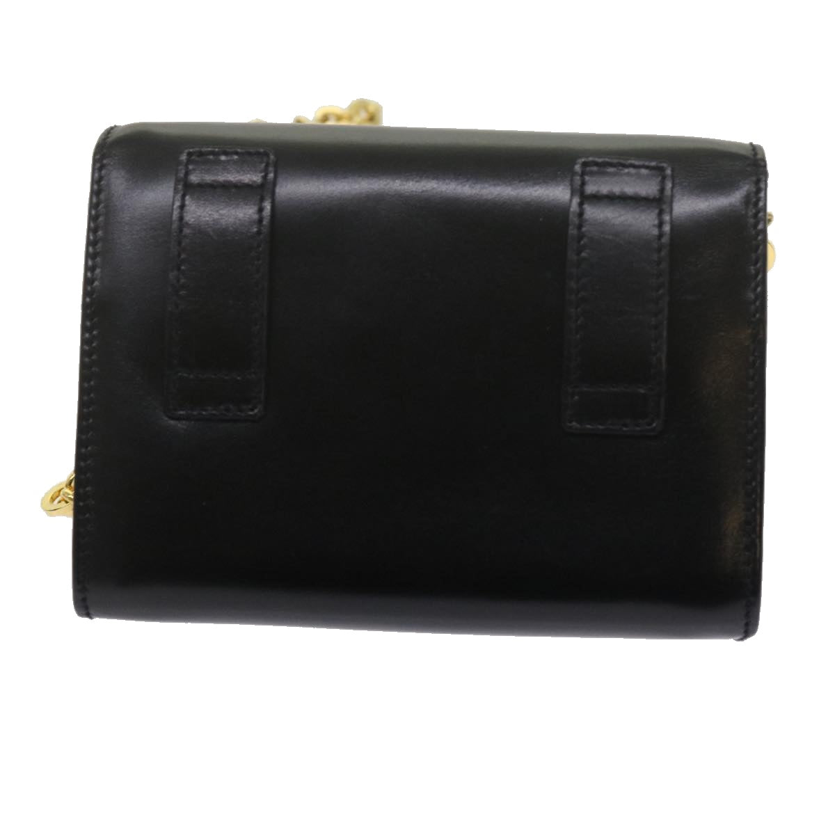 Salvatore Ferragamo Chain Shoulder Bag Leather Black Auth yk9918 - 0