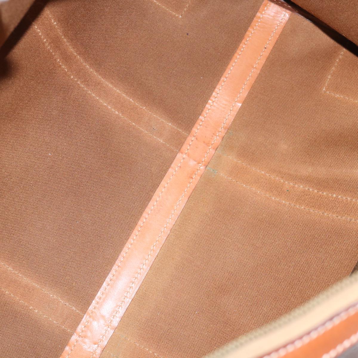 CELINE Macadam Canvas Boston Bag PVC Leather Brown Auth yk9937