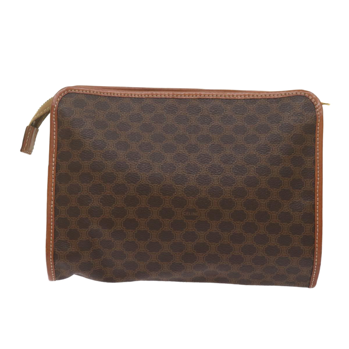 CELINE Macadam Canvas Clutch Bag PVC Leather Brown Auth yk9943 - 0