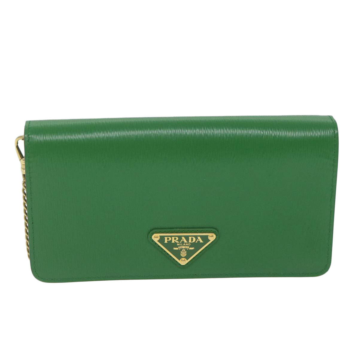 PRADA Chain Shoulder Bag Leather Green 1DH044 Auth yk9947A - 0