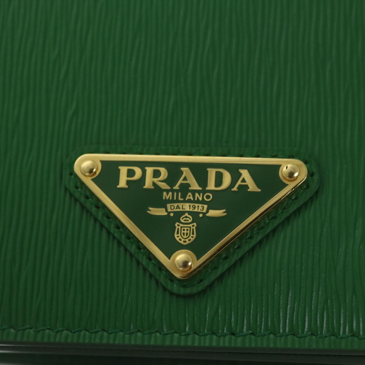 PRADA Chain Shoulder Bag Leather Green 1DH044 Auth yk9947A