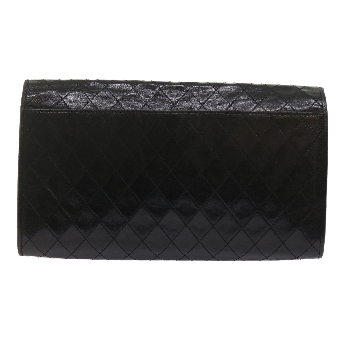 SAINT LAURENT Quilted Clutch Bag Leather Black Auth yk9976 - 0