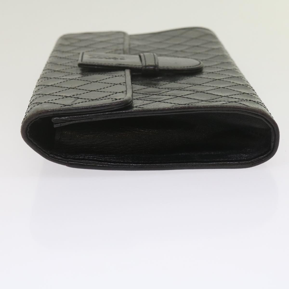 SAINT LAURENT Quilted Clutch Bag Leather Black Auth yk9976