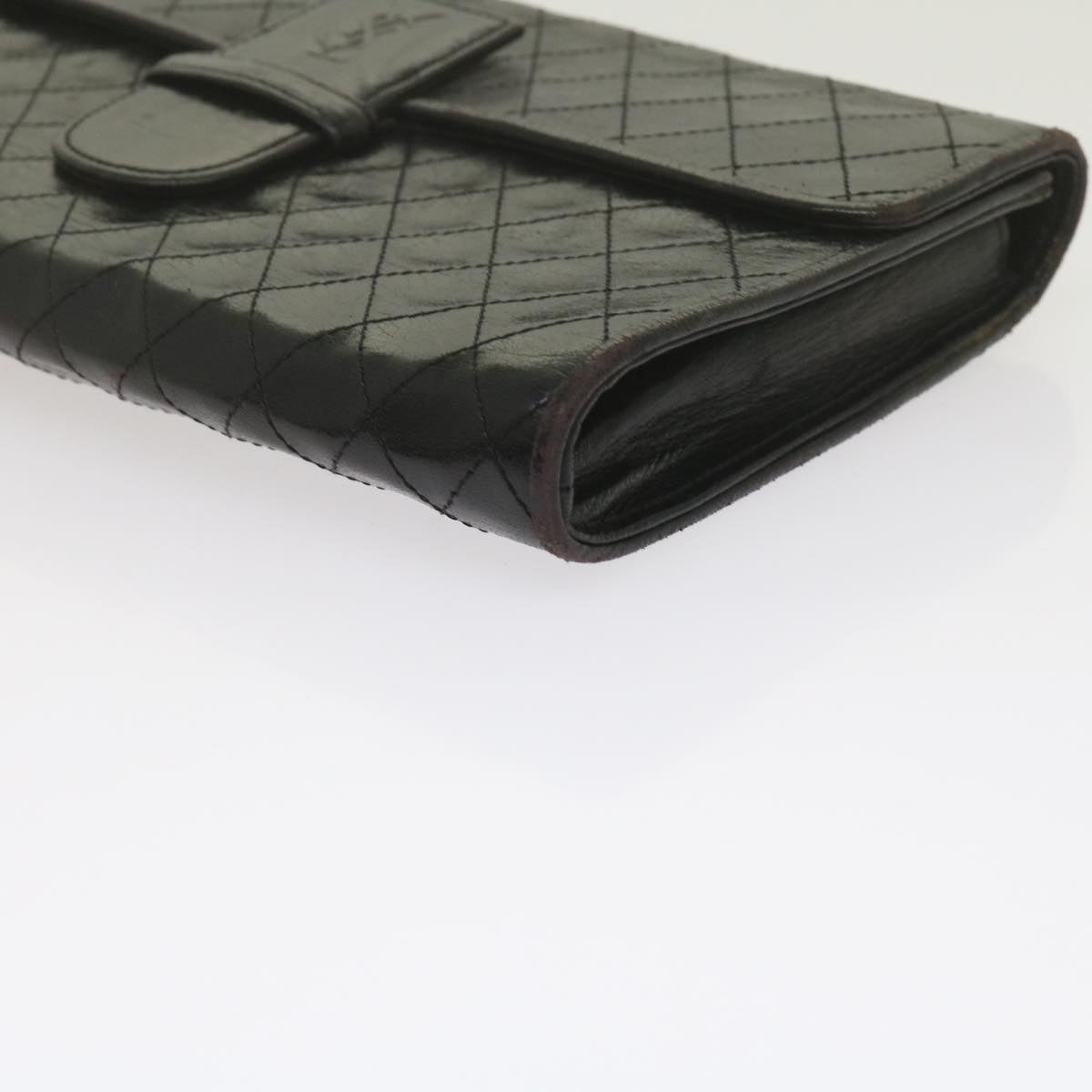 SAINT LAURENT Quilted Clutch Bag Leather Black Auth yk9976