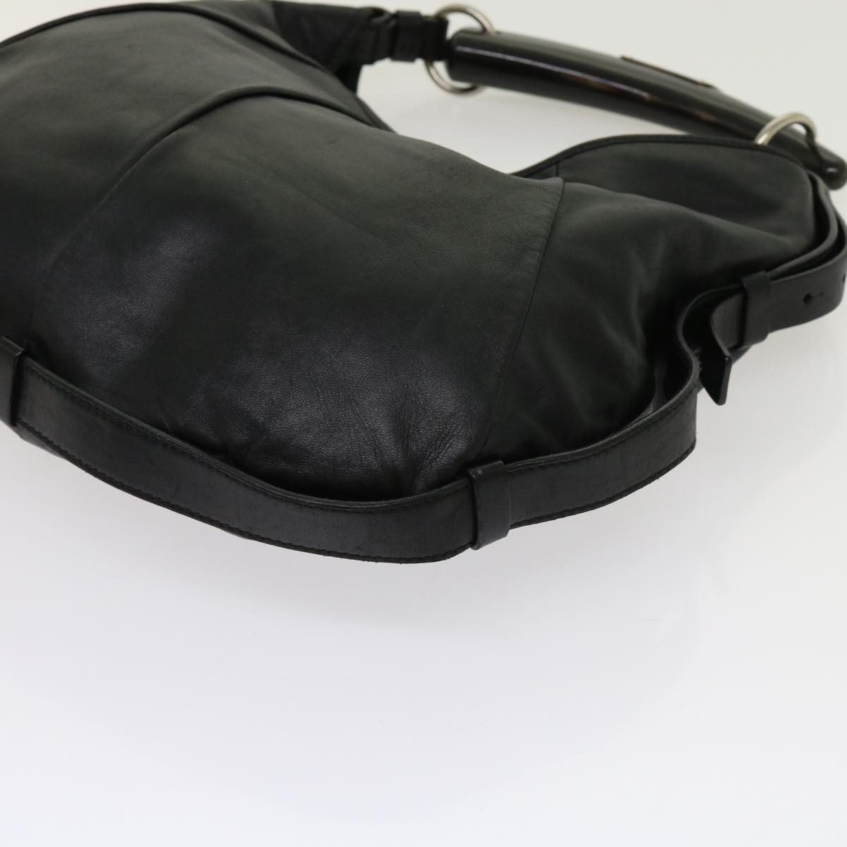 SAINT LAURENT Mombasa Shoulder Bag Leather Black 205118 Auth yk9983