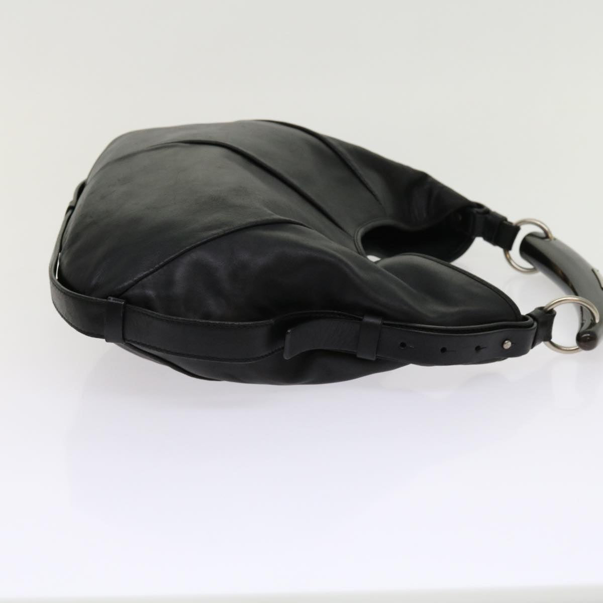 SAINT LAURENT Mombasa Shoulder Bag Leather Black 205118 Auth yk9983