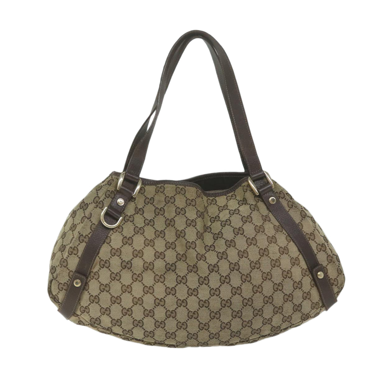 GUCCI GG Canvas Shoulder Bag Beige 130736 Auth yk9987