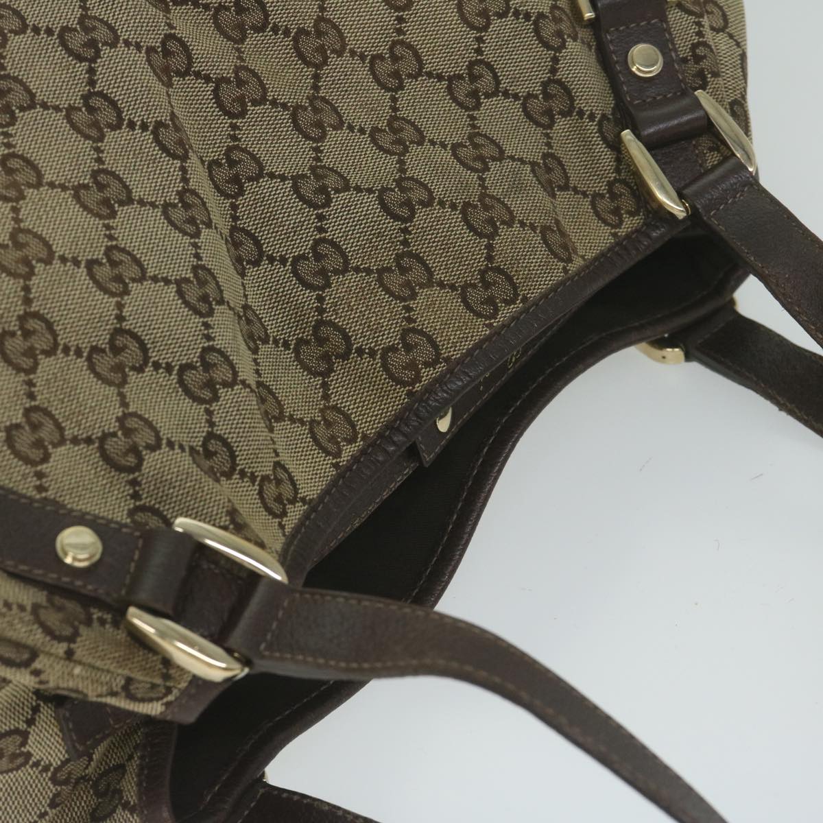 GUCCI GG Canvas Shoulder Bag Beige 130736 Auth yk9987