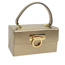 Salvatore Ferragamo Gancini Hand Bag Leather Gold Tone Auth yk9994-1
