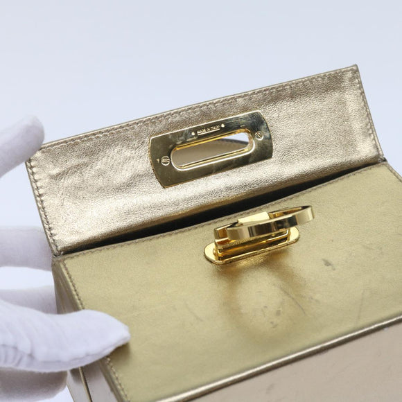 Salvatore Ferragamo Gancini Hand Bag Leather Gold Tone Auth yk9994