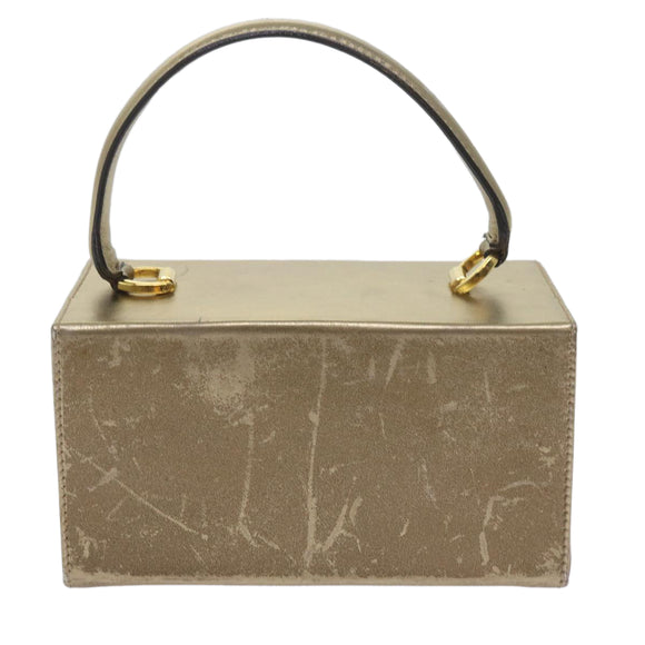 Salvatore Ferragamo Gancini Hand Bag Leather Gold Tone Auth yk9994