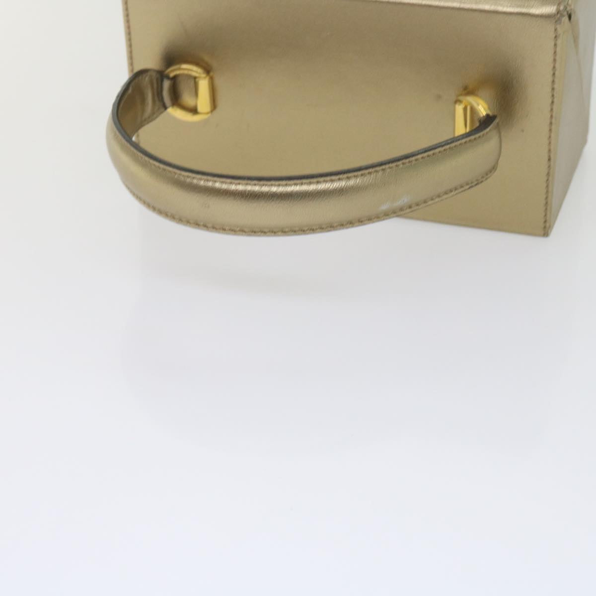 Salvatore Ferragamo Gancini Hand Bag Leather Gold Tone Auth yk9994