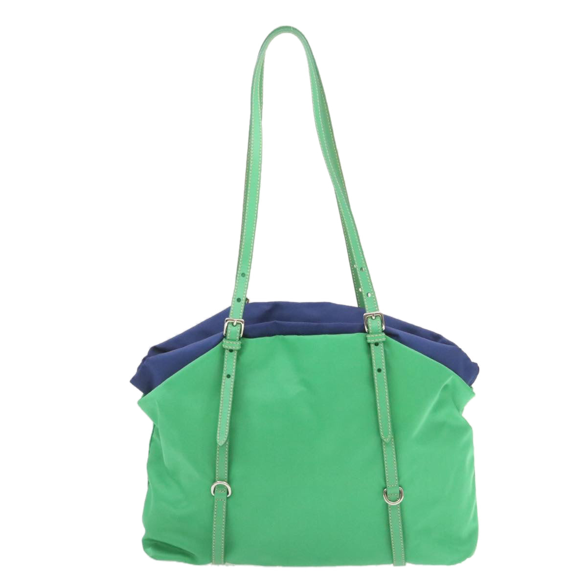 PRADA Nylon Tote Bag Green Blue Auth yt043