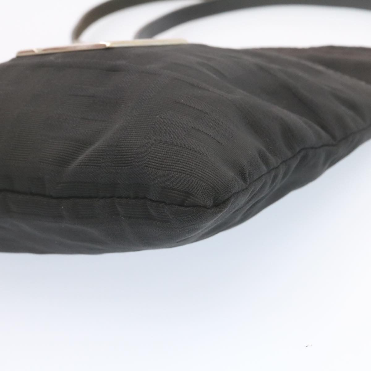 FENDI Zucca Canvas Shoulder Bag Nylon Black Auth yt532