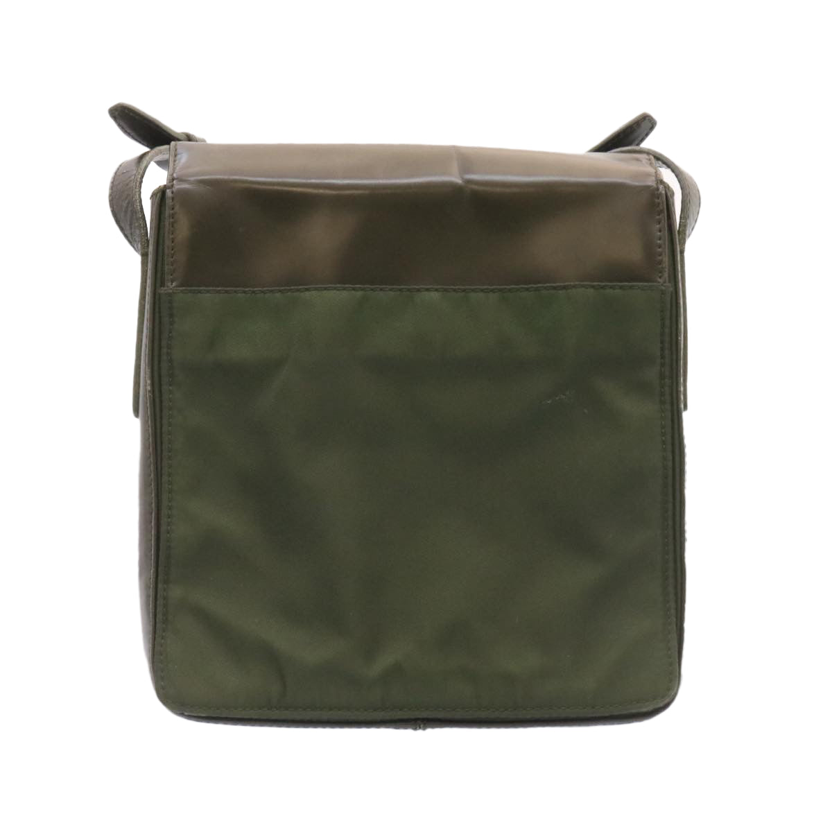 PRADA Shoulder Bag Nylon Leather Khaki Auth yt579