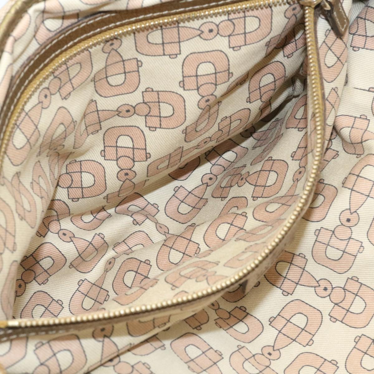 GUCCI Web Sherry Line GG Canvas Tote Bag Beige Pink gold Auth yt703