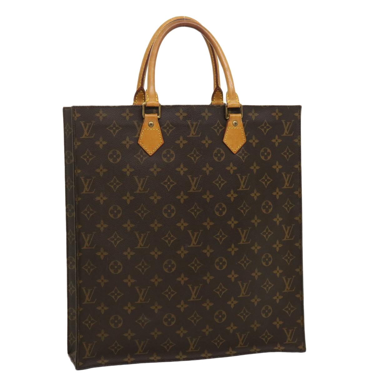 LOUIS VUITTON Monogram Sac Plat Hand Bag M51140 LV Auth yt848