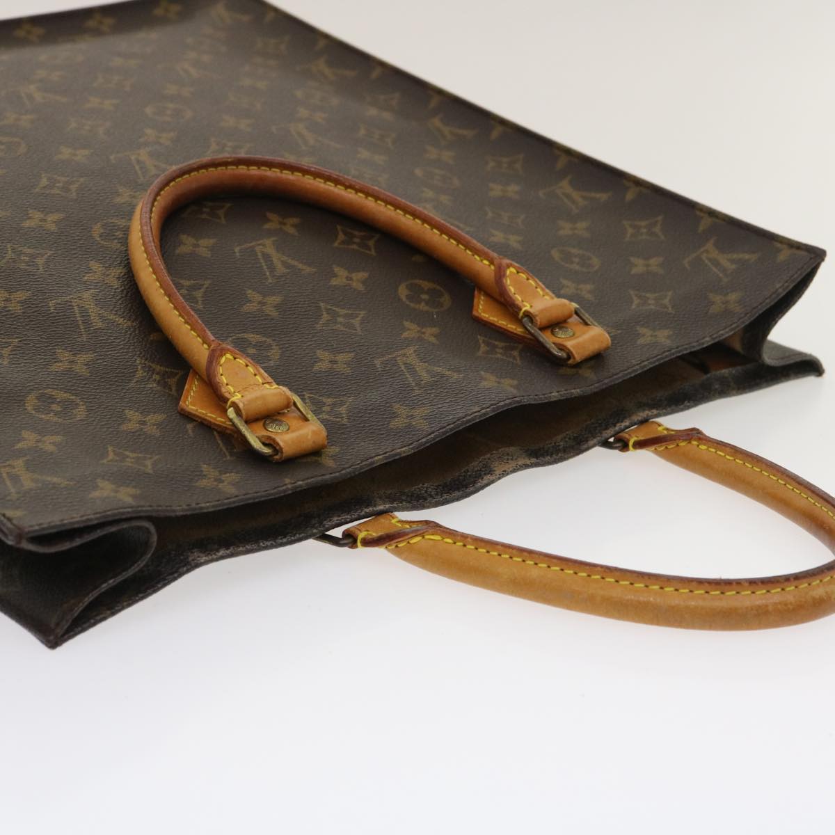 LOUIS VUITTON Monogram Sac Plat Hand Bag M51140 LV Auth yt848