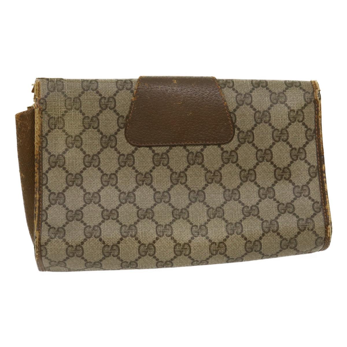 GUCCI Web Sherry Line GG Canvas Clutch Bag Beige Red Green Auth yt864 - 0