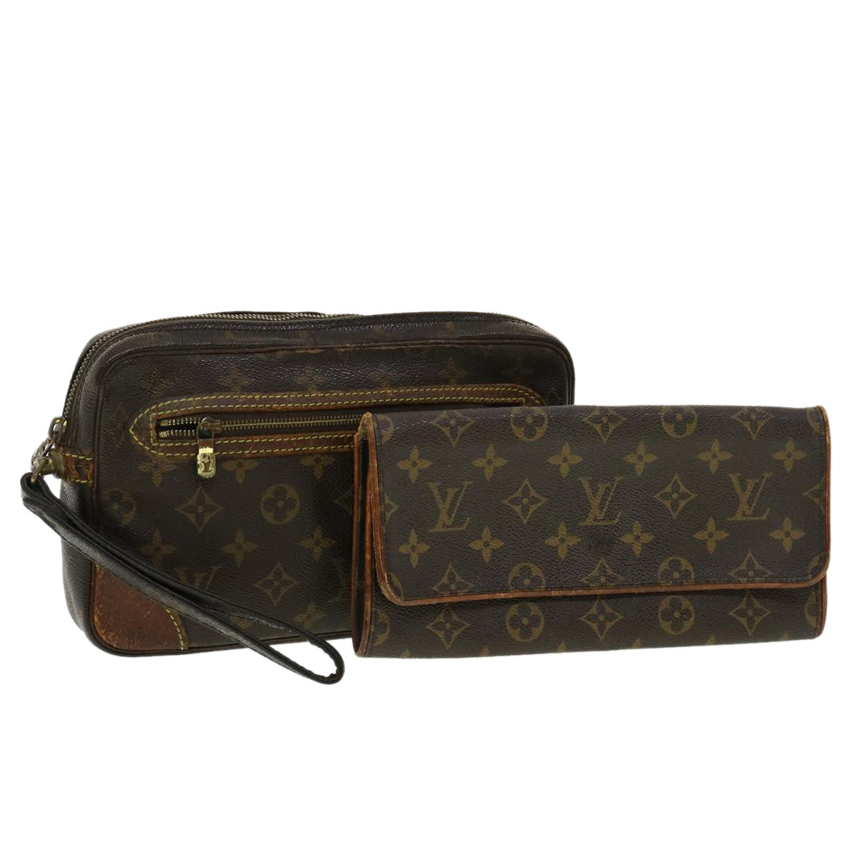 LOUIS VUITTON Monogram Shoulder Bag Clutch Bag 2Set LV Auth yt955