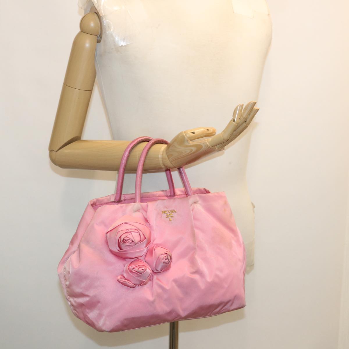 PRADA Hand Bag Nylon Pink Auth yt969