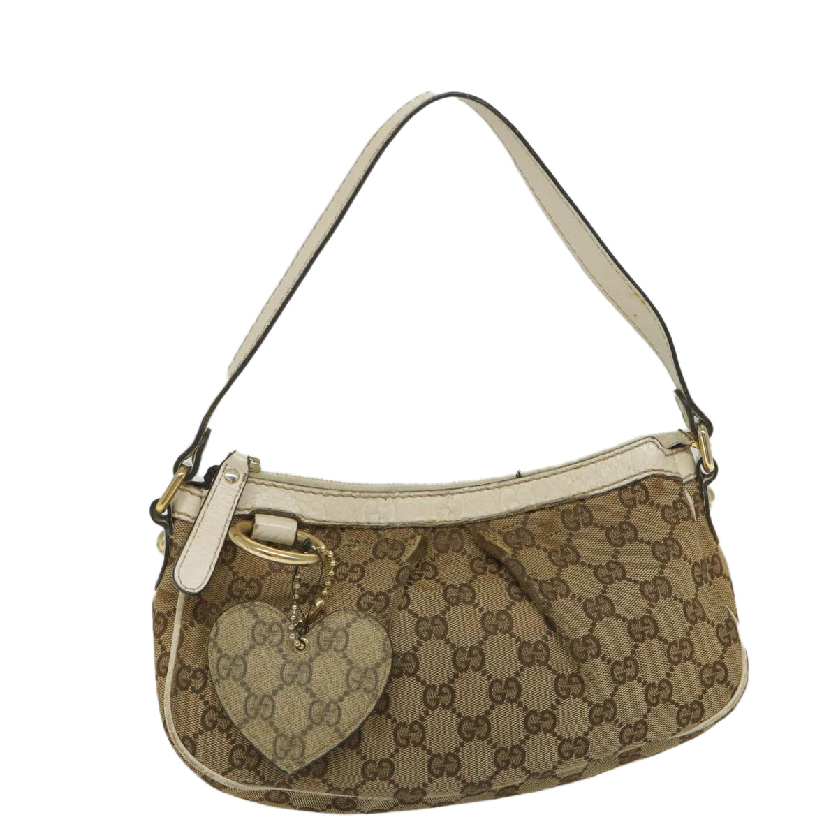 GUCCI GG Canvas Shoulder Bag Beige 211945 Auth yt982