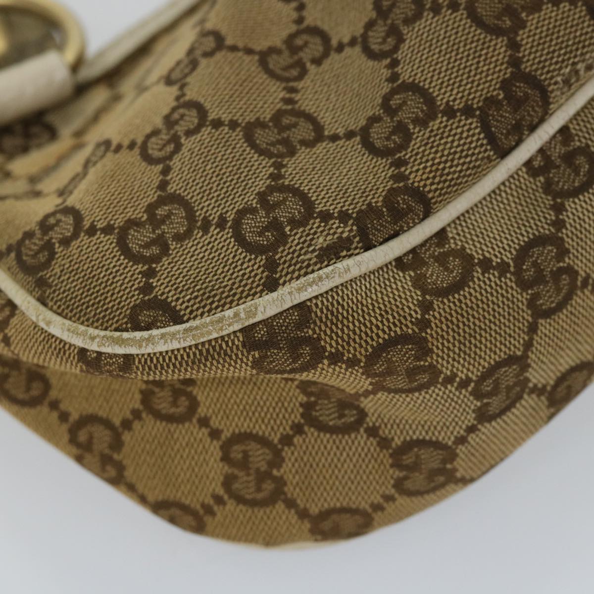 GUCCI GG Canvas Shoulder Bag Beige 211945 Auth yt982