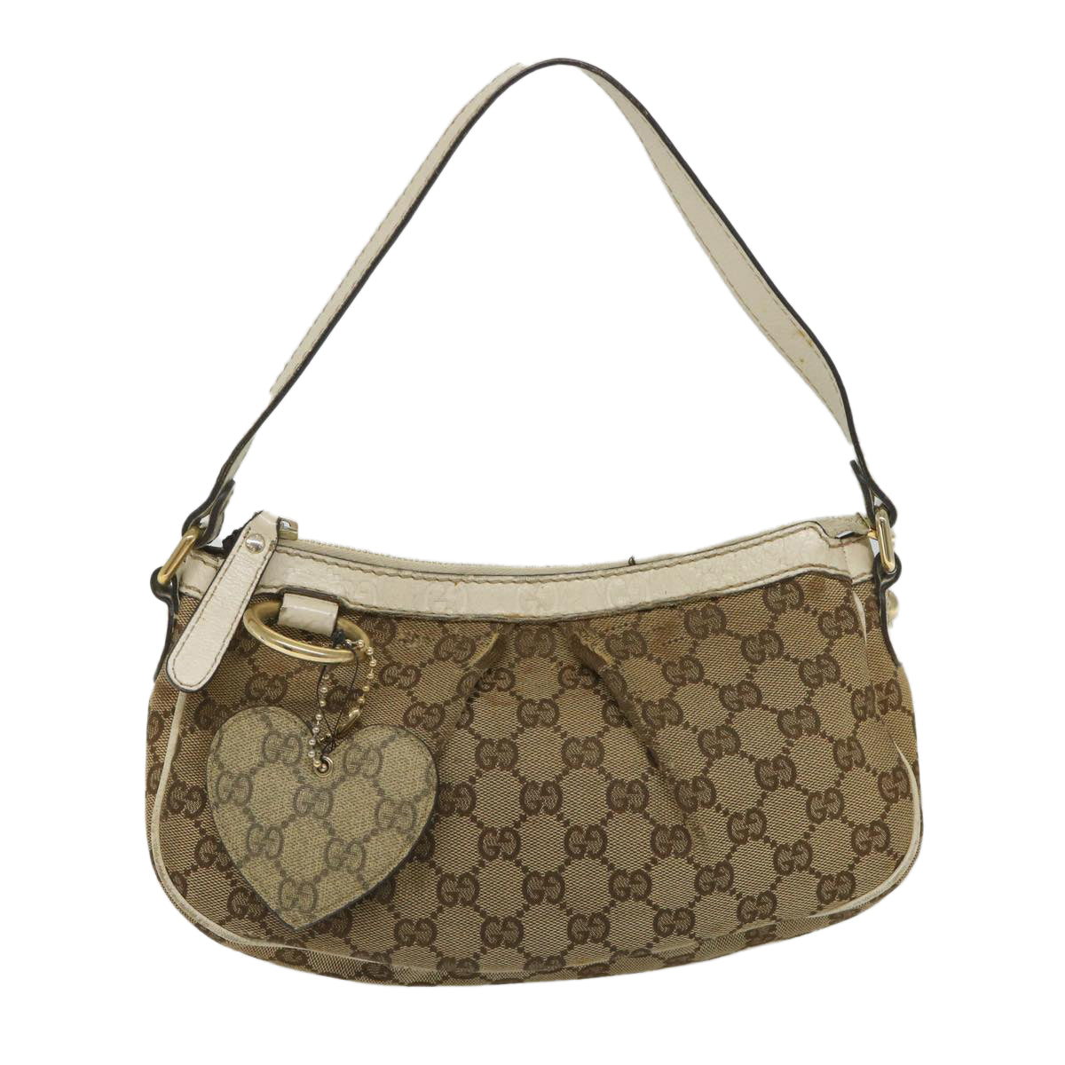 GUCCI GG Canvas Shoulder Bag Beige 211945 Auth yt982