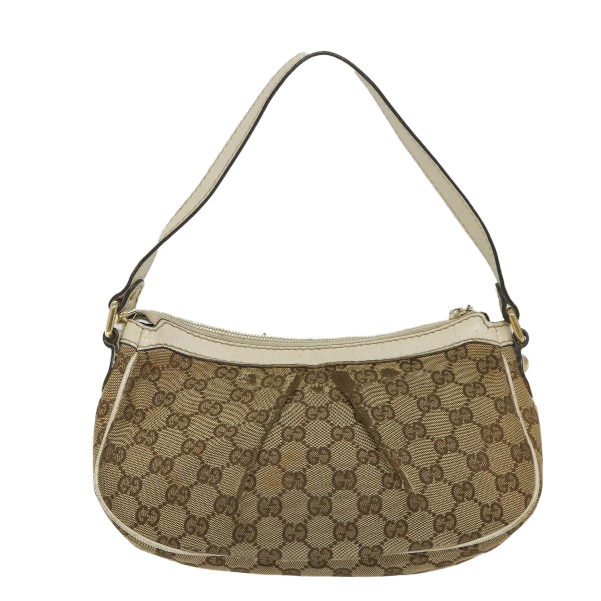 GUCCI GG Canvas Shoulder Bag Beige 211945 Auth yt982